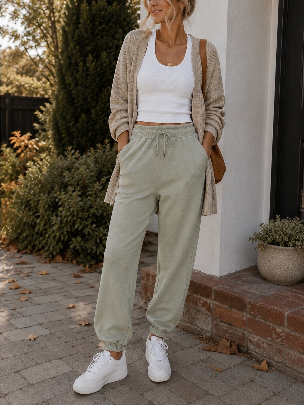 Aritzia TNA Cozy Fleece Joggers – Sage Green – XS